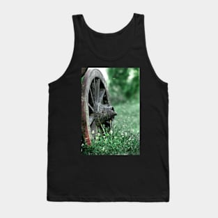 The old wheel, abandoned retro wooden farm cart photography Tank Top